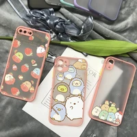 cute sumikko gurashi phone case for iphone 13 12 11 pro xs max x xr 8 7 plus pink matte translucent coque