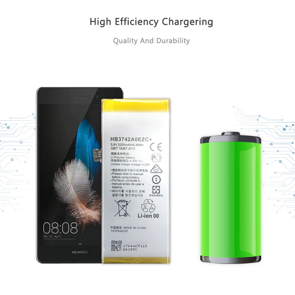 

Replacement Battery For Huawei Ascend P8 Lite P8lite Battery HB3742A0EZC 2200mAh with Track Code
