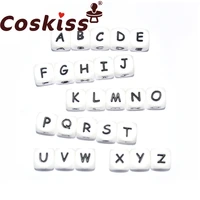 coskiss 10pcs 12mm silicone beads letter alphabet silicone letter beads bpa free silicone beads diy teething baby teether