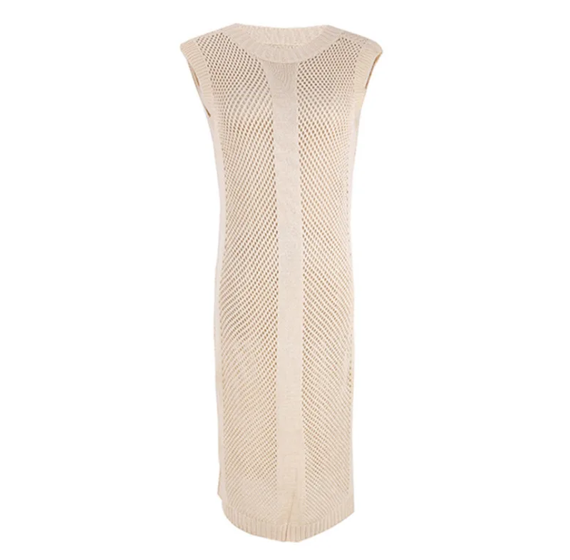 

2021 new hollow knit summer sexy see-through beach vest dress holiday swimwear women beach dress sarong