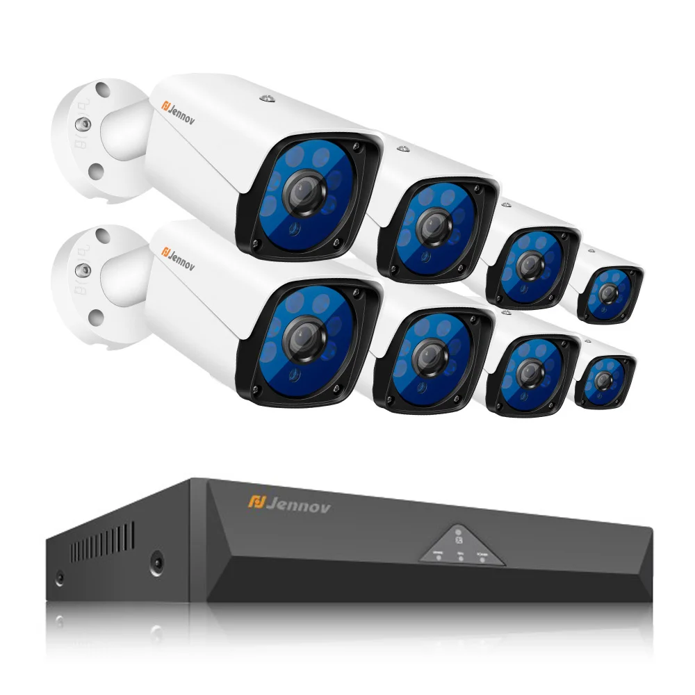8 Pcs Cameras Jennov HD 5MP H.265 видеонаблюдение 8 камера s камера безопасности набор для видеонаблюдения наружная камера безопасности Система AHD камера DVR P2P - Цвет: 8 Pcs Cameras