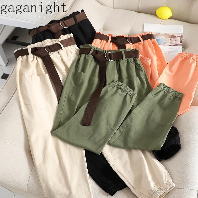 Женские свободные брюки карго Gaganight однотонные повседневные шаровары с высокой