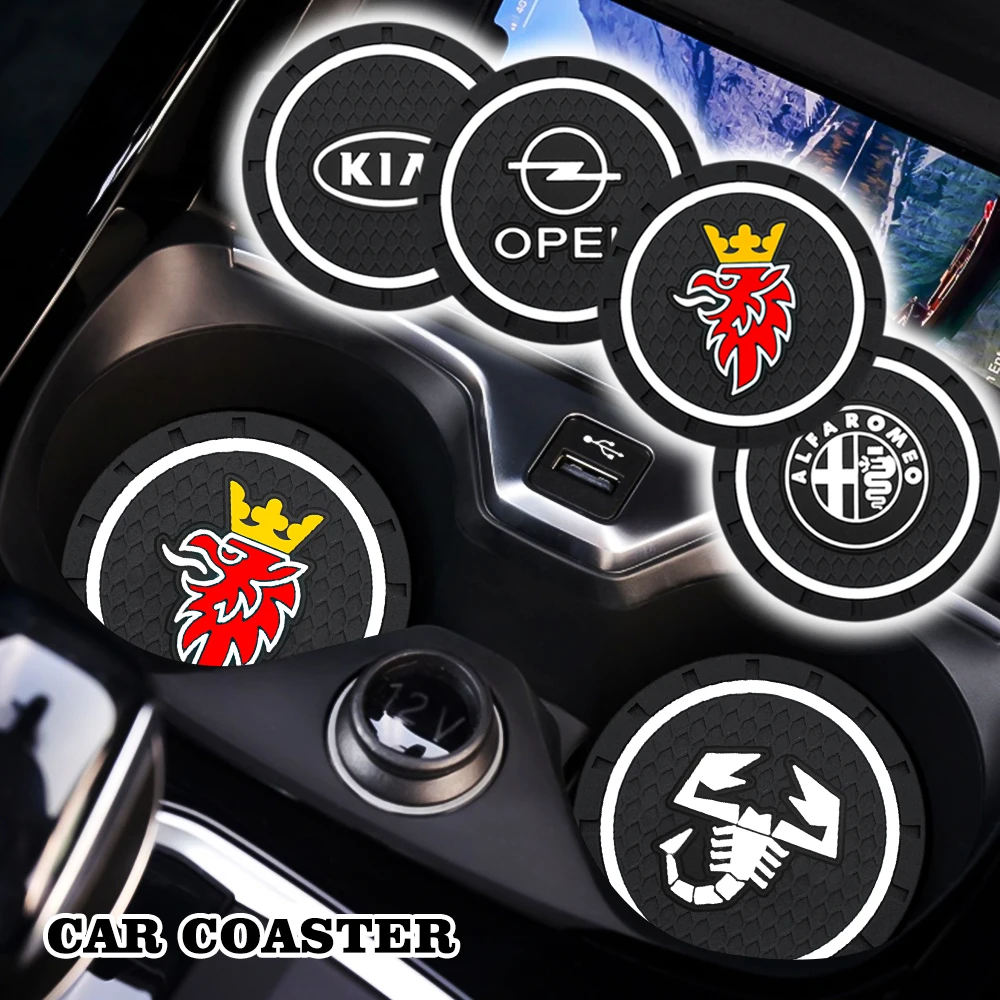 

2pcs Car Coaster Badge Cup Holder Mat Anti slip Cup pad Silicagel water Coaster For Mercedes Benzs W212 W213 W205 AMG W177 V177