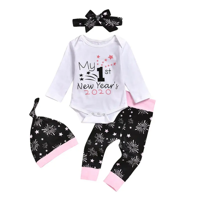 Для маленьких девочек My 1st Новогодняя одежда комбинезон штаны Шапка Повязка на