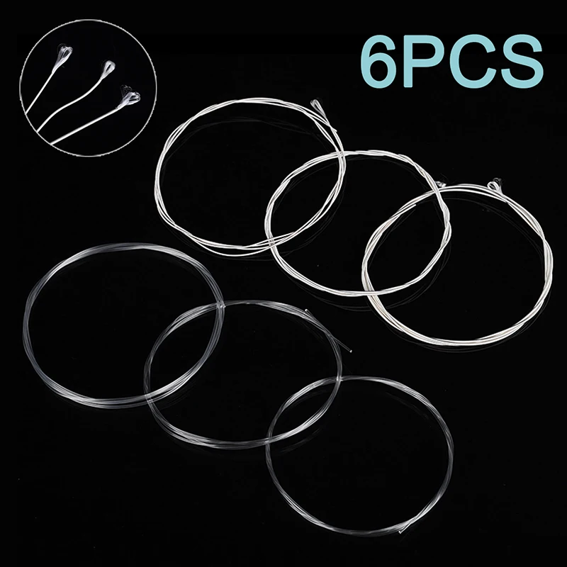 

6pcs 3ft Nylon Acoustic Guitar Strings Nylon Silver Strings Set for Classical Classic Guitar 1M 1-6 E B G D A E Guitar Bass Part