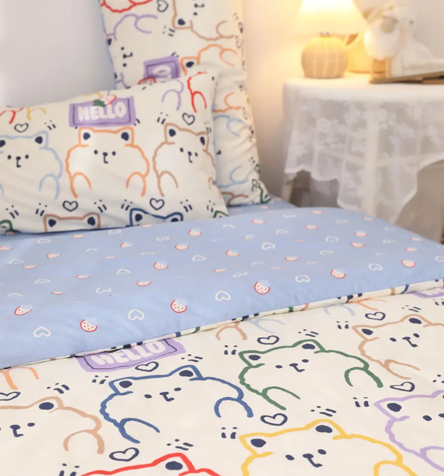 

Cute cartoon bear bedding set kid teen,cotton lovely colorful twin full queen home textile bed sheet pillow case quilt cover
