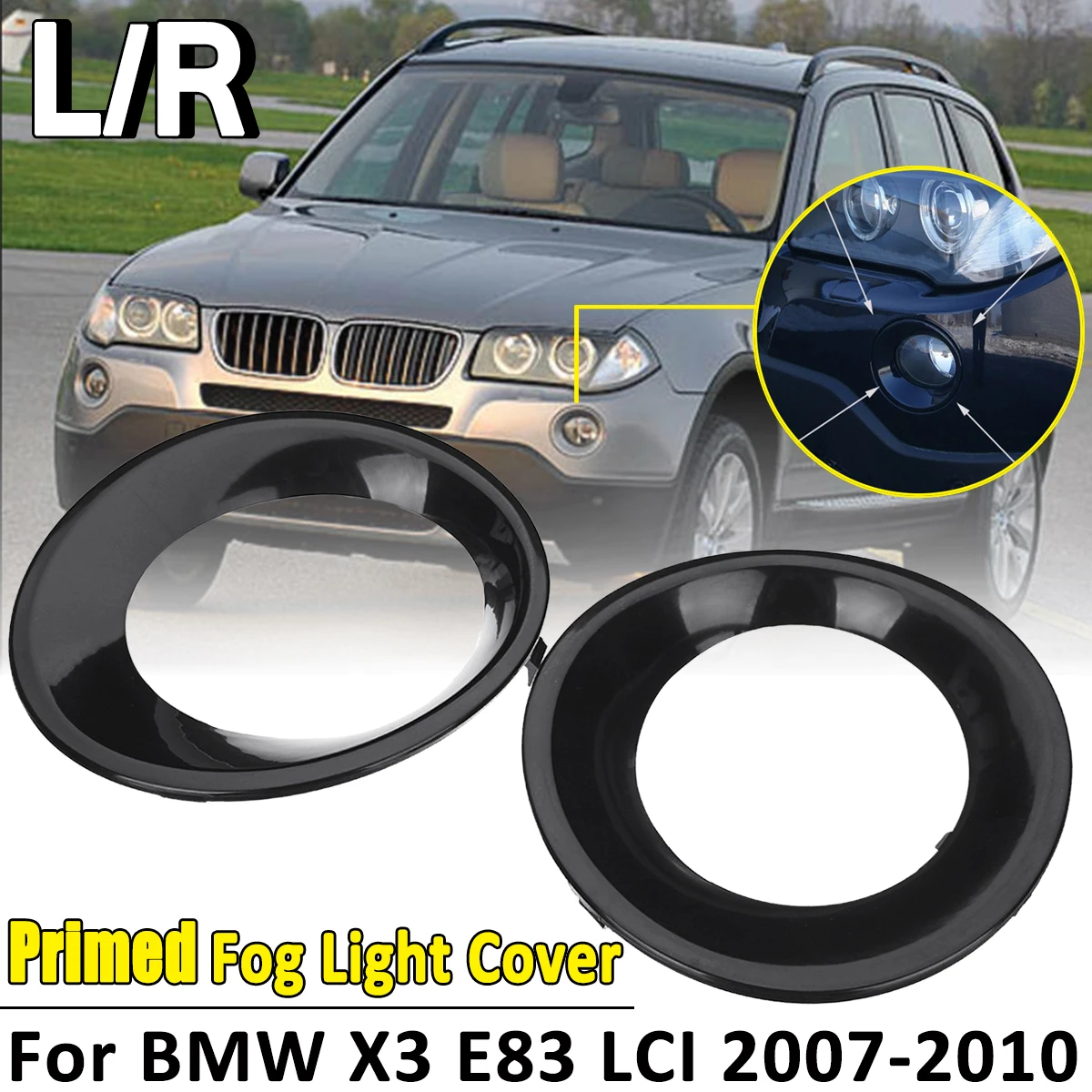 

1 шт. светодиодные лампы капюшон для BMW X3 E83 LCI 2007 2008 2009 2010 грунтованный черный туман светильник лампа отделкой дальнего света светильник грун...