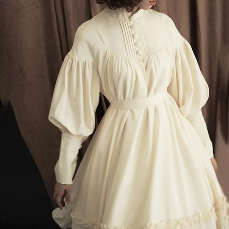 

WEPBEL Women Fashion Maid Dress Retro Gothic Medieval Renaissance Vintage Elagant Lantern Sleeve Dress Lolita Cosplay Dresses