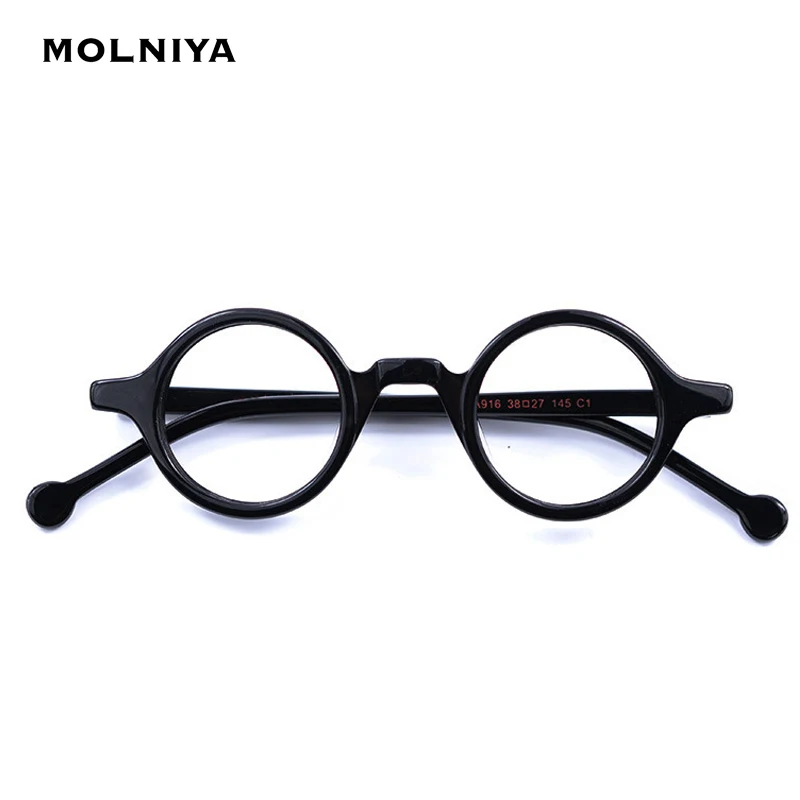 Ретро круглая маленькая оправа очки ручной работы имитация дерева зерно ацетат