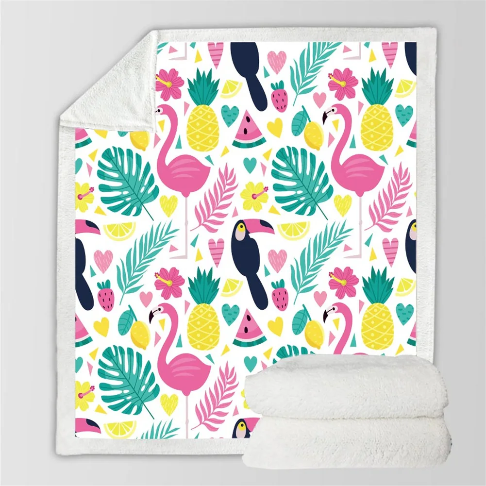 Утолщенное одеяло с фламинго шерпа для кровати плюшевое бабочкой детское