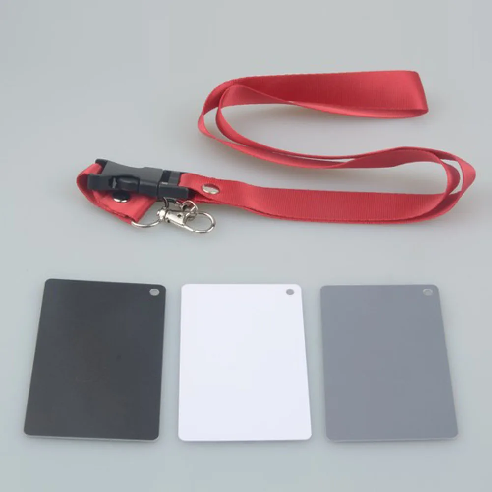 

Digital Camera 3in1 Pocket-Size White Black Grey Balance Cards Neck Strap