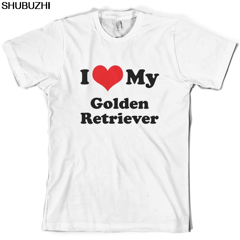 Мужская футболка с надписью I Love My Golden Retriever | одежда