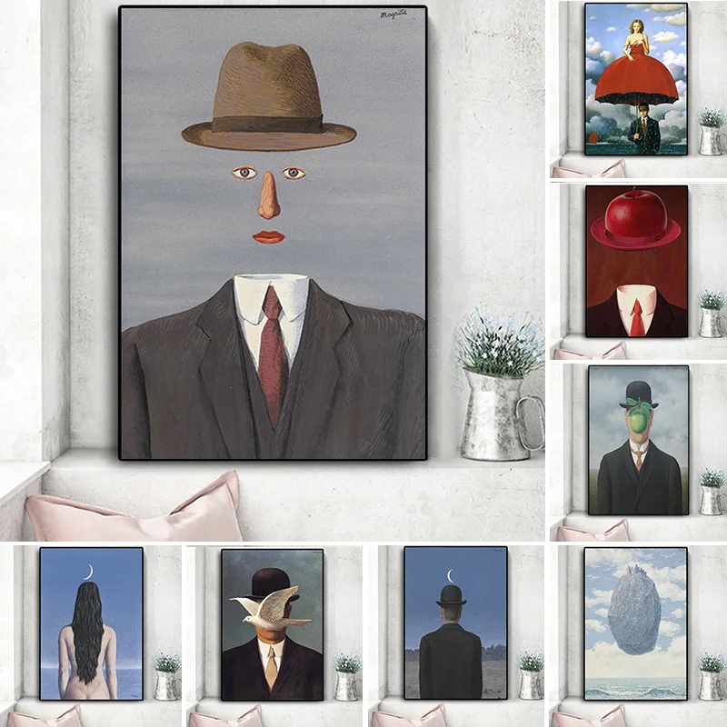 

Rene Magritte Surrealism Classic Artwork Canvas Painting Posters and Print Reproduction Wall Art Picture Cuadros for Living Room