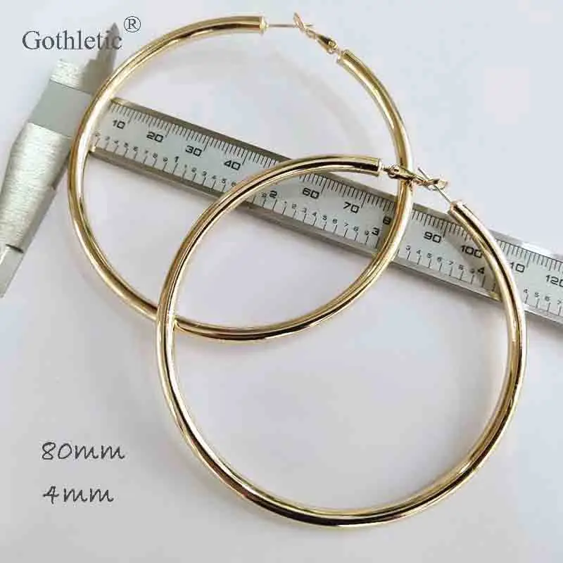 Большие серьги кольца для женщин золотистые/Родиевые круглые ювелирные