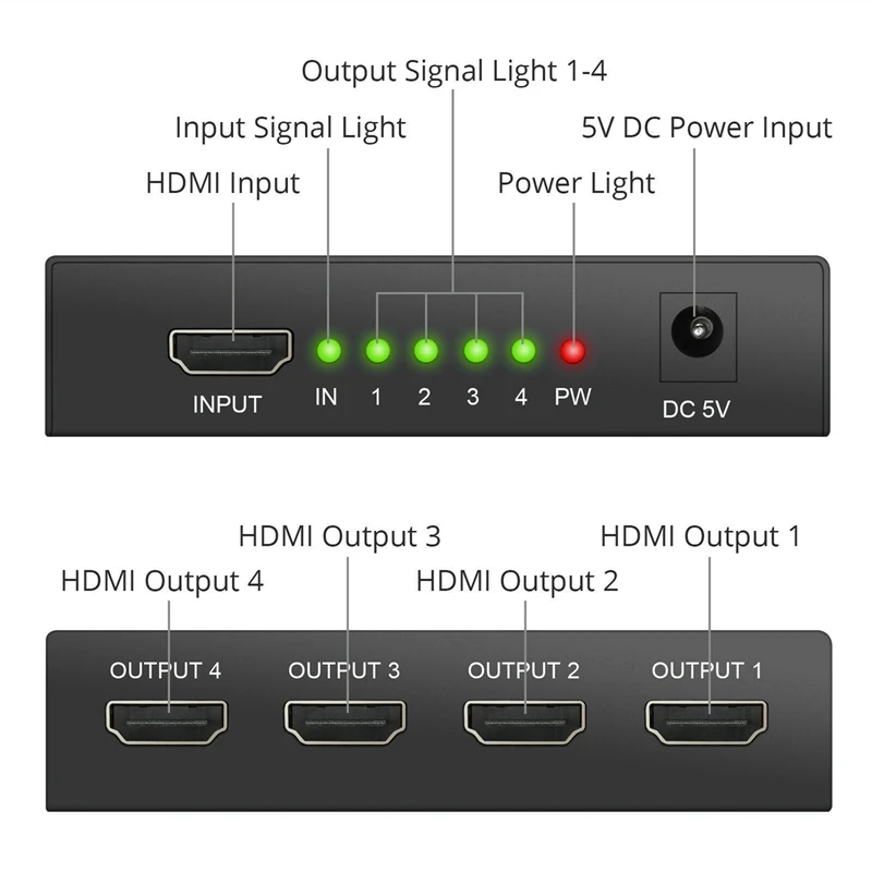 Full HD HDMI сплиттер усилитель ретранслятор 1080P 4K 4 портовый концентратор 3D 1 в Out 1X4 US
