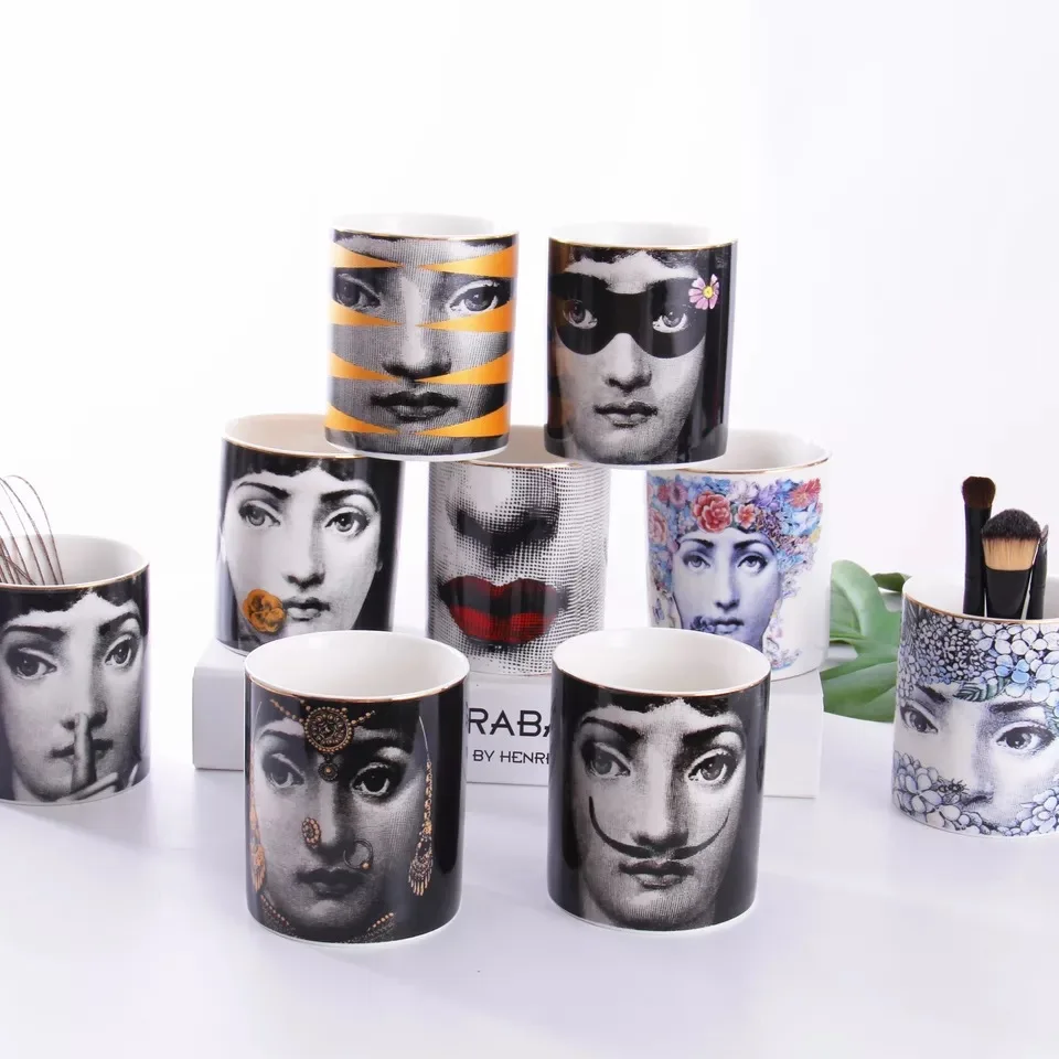 Классический художественный Декор для дома, фарфоровый подсвечник Fornasetti, банка для хранения свечей, керамическая банка для украшения дома, держатель для ручек
