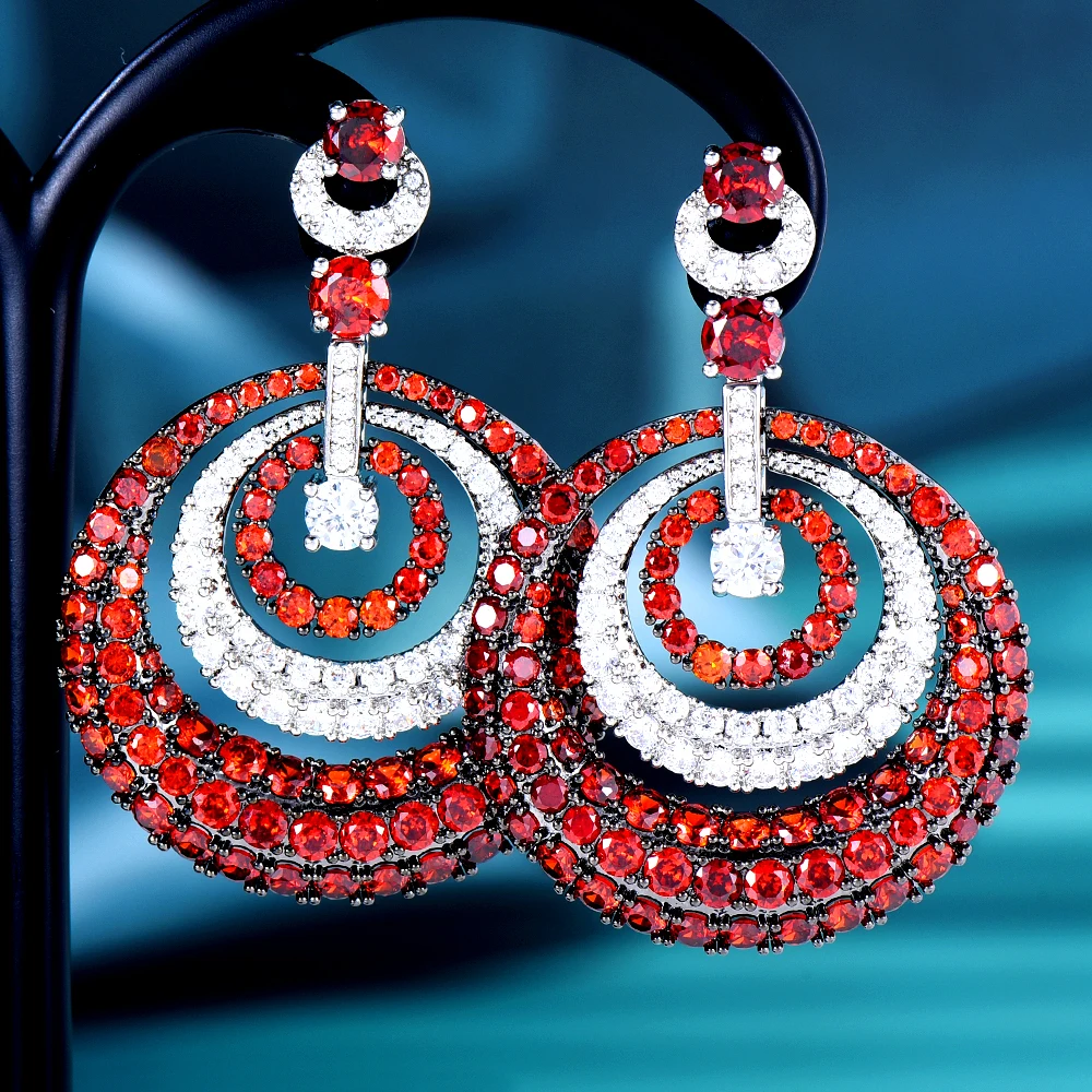

KellyBola Brand Original Fashion Color Geometric Zirconia Jewelry Wedding Party Earrings For Women Pendant Gift