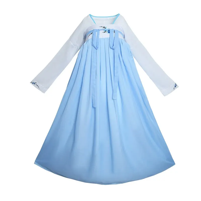 

2020 Improved Hanfu Costume Dress Women Daily Short Sleeve Hanfu Embroidered Crossdresses Costumes Han Elements Student Set