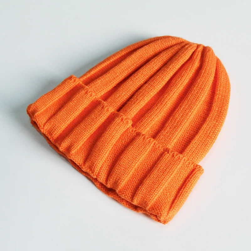 orange Вязаные шапки и шапочки унисекс для детей, зимние теплые мягкие однотонные шапочки, шапки для мальчиков и девочек, детские милые шапки - Цвет: orange
