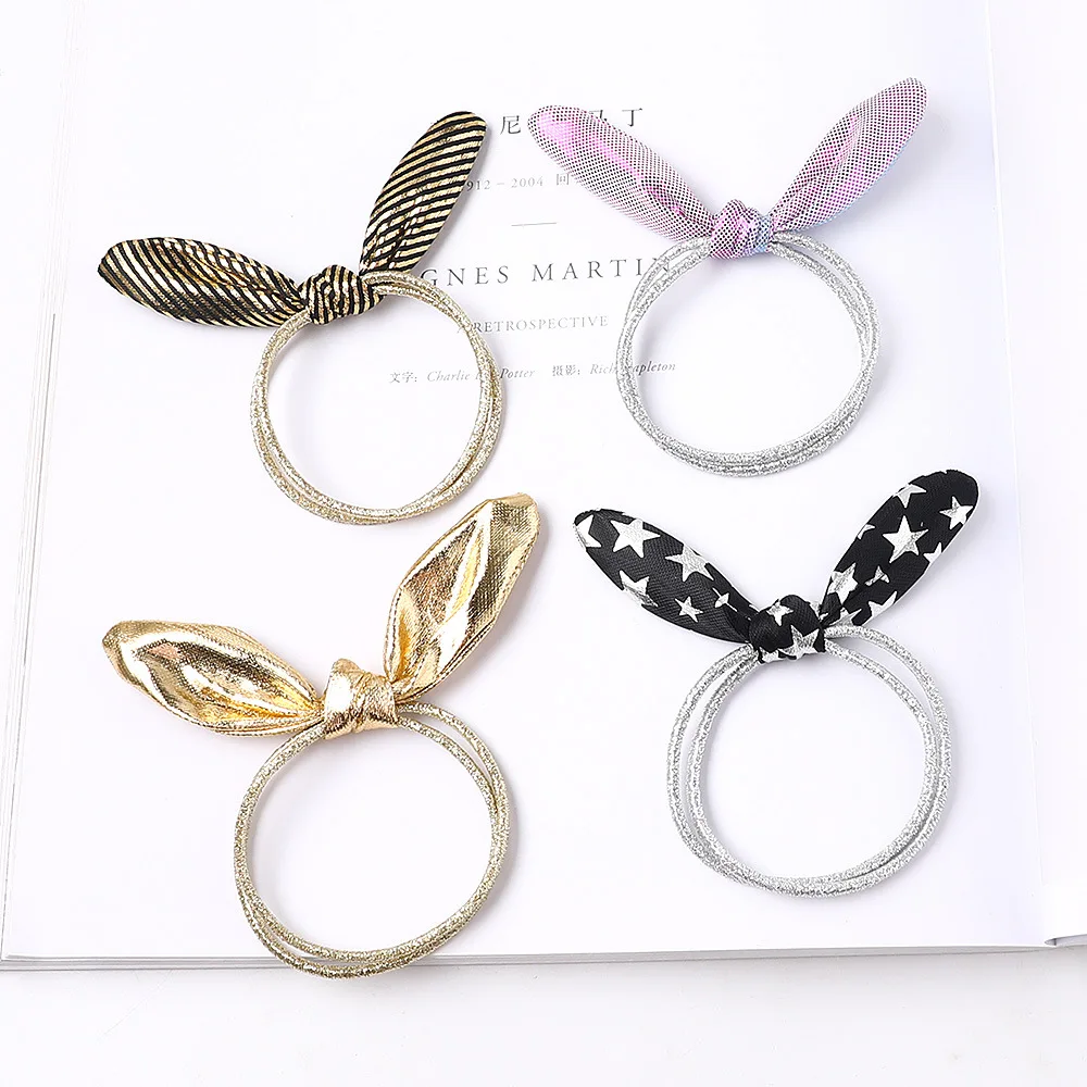 

1Pcs Cute Rabbit Ears Elastic Hair Bands Sweet Girl Polka Dot Bowknot Hair Rope Fashion Ponytail Holder Hair Accessories