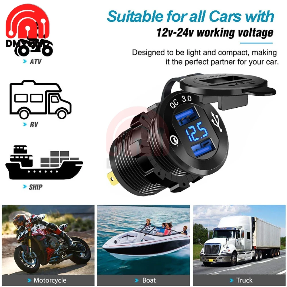 Автомобильное зарядное устройство с двумя USB портами и функцией быстрой