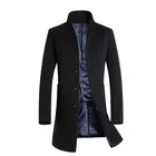 Мужское зимнее шерстяное пальто, новое модное однотонное теплое плотное шерстяное пальто, Мужское пальто-Тренч, пальто