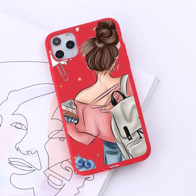 

Fashion Girl Queen High Heels Phone Case Red Candy Color for iPhone 6 7 8 11 12 s mini pro X XS XR MAX Plus