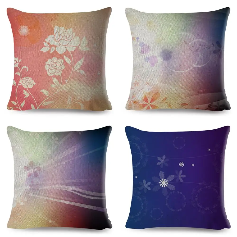 

Nordic style Flowers Cushion Cover European Floral Art Pillowcase for Sofa Home Car Beige Polyester Simple Geometry Pillow Case