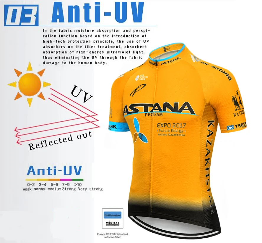 Мужской комплект одежды для велоспорта Team ASTANA Короткий трикотажный с гелевой