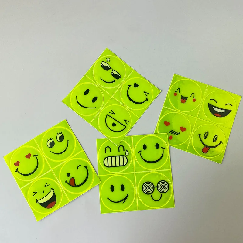 Флуоресцентная наклейка 4 модели мультяшный смайлик отражательные наклейки для