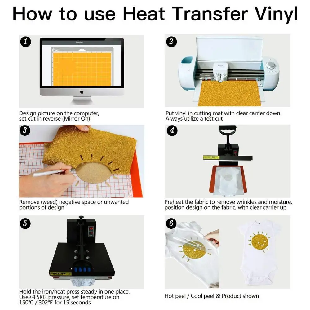 Блестящий виниловый теплоотвод 10*12 Дюймов 5 листов железа для передачи HTV DIY