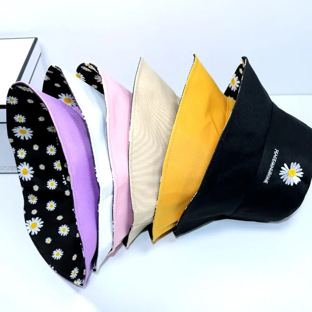 

Double Sided Solid Color Bucket Hat men women Fashion Femme Caps Summer Panama sad boys fold Sun fishing fisherman hat