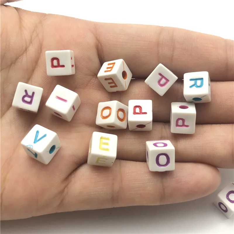 

JunKang 20pcs mixed batch of 8mm square letter color accessories for jewelry making beads loose spacer DIY material