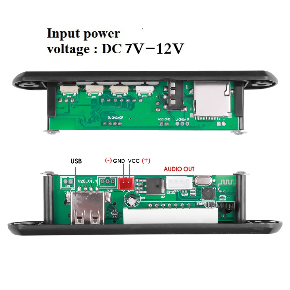 Цветной экран DC 7V 12V MP3 декодер плата Bluetooth V5.0 приемник Автомобильный плеер USB