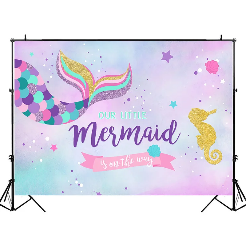 MOCSICKA Little Mermaid Photography Backdrops Photophone Celebration Birthday Party Background for Photo Studio Underwater | Электроника