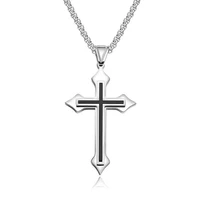 10pcs antique silver vintage alloy cross charm pendant mens necklace for jewelry making party gifts chain long 60cm