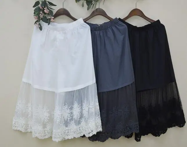 Японские Леггинсы в стиле ретро из чистого хлопка с кружевной вышивкой Mori Girl