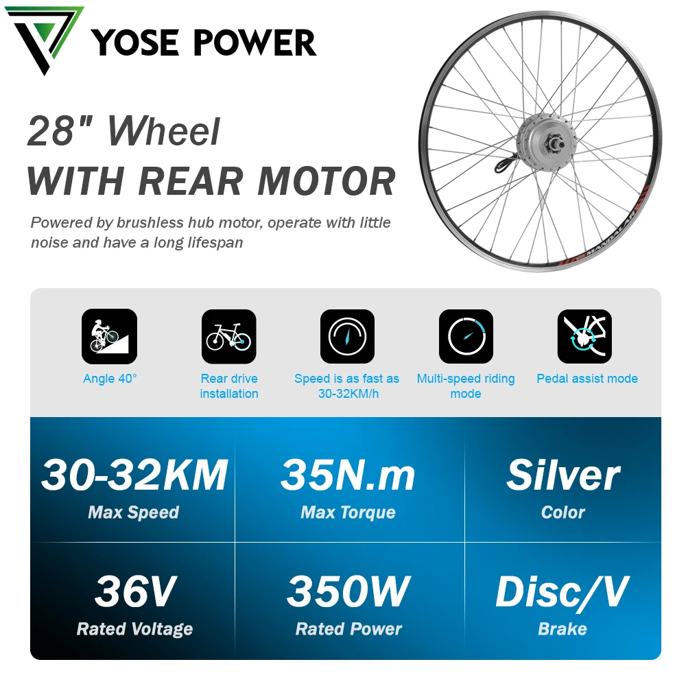

36V 350W 28 inch 700C Freewheel Rear Motor Electric bike kit Conversion Kit 36V Rear Ebike Motor disc/V brake Umrüstsatz Engine