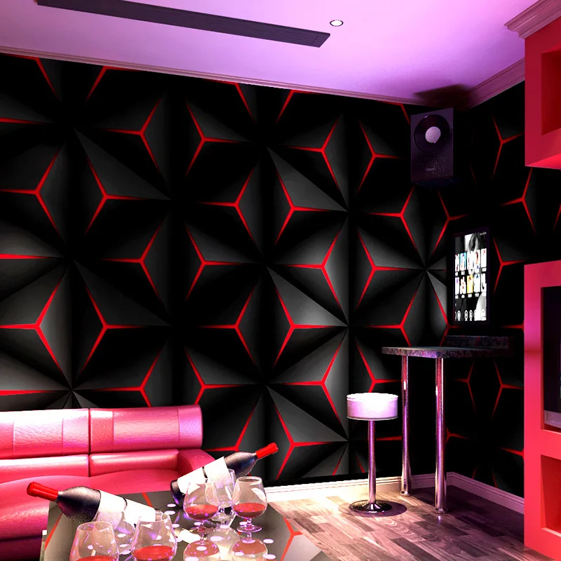 

KTV Background wallpaper 3d Geometric Living Room Wall paper roll non-woven Blue Yellow Theme Box wallpapers