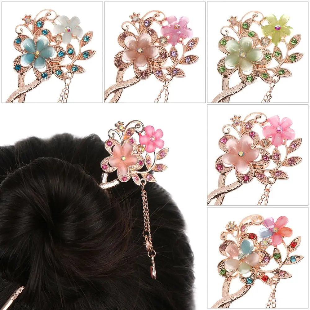 

Fashion Classical Double Flower Hair Comb Shiny Rhinestone Hair Pin Women Girls Vintage Delicate Hair Clip Hair Accessories