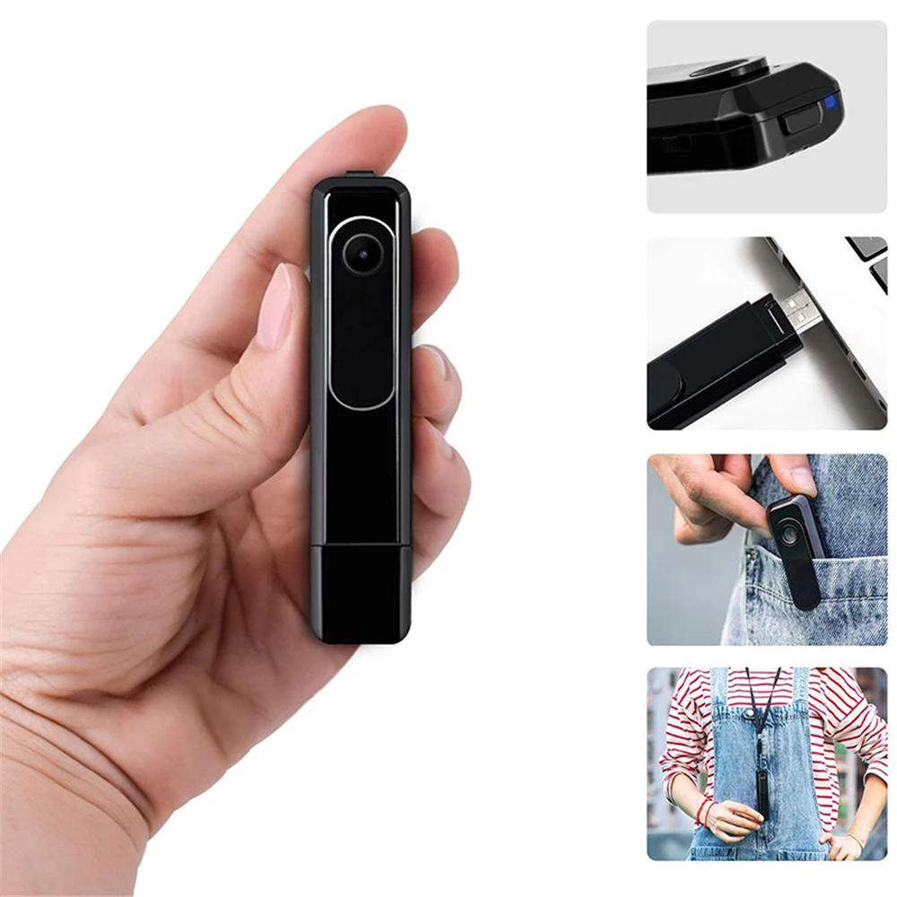 Портативная мини-камера с зажимом для задней камеры 1080P HD компактная циклическая