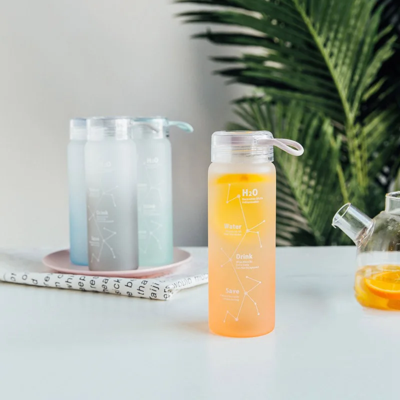 

460 мл Матовая бутылка для воды с широким горлышком, Спортивная портативная бутылка для питья лимона с ручкой, Детская Спортивная бутылка для...