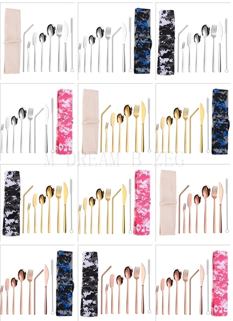 9 шт./компл. портативные столовые приборы из нержавеющей стали столовая посуда