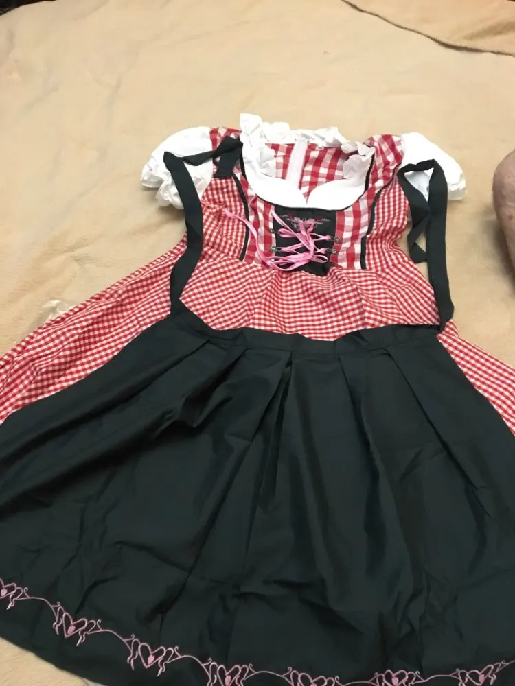 Women Oktoberfest Costume Plus Size Red Plaid Dirndl Dress German Beer Girl Uniform Wench Biergarten Fancy Party Outfit | Тематическая