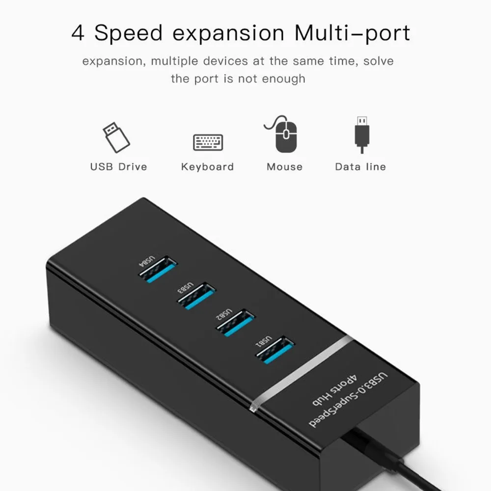 Высокоскоростной USB разветвитель 4 порта 3 0 дюйма со светодиодной