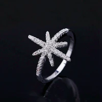 womens ring mi snowflake inlaid zircon ring girl engagement ring fashion party charm star ring valentines day gift