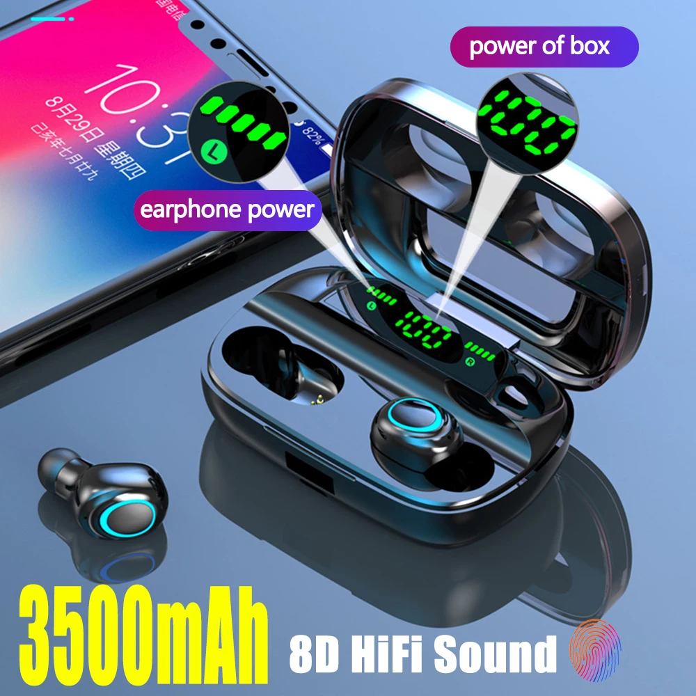 3500 мАч настоящие беспроводные наушники TWS Bluetooth 5 0 Беспроводные