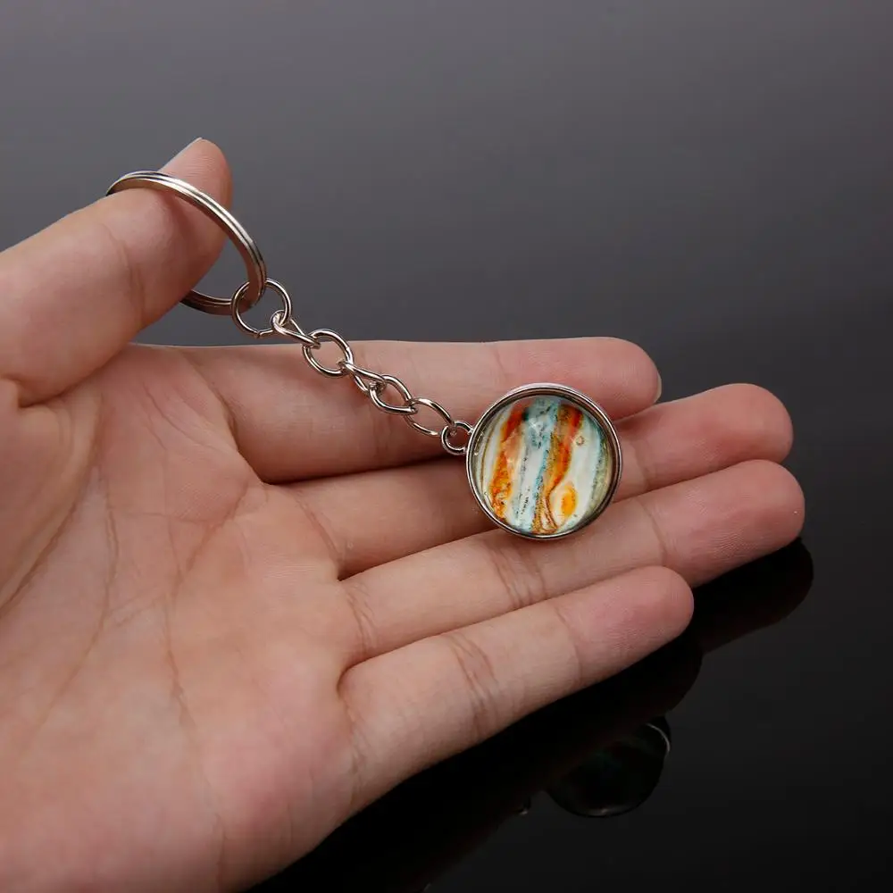 

Solar System Planet Keyring Galaxy Nebula Space Keychain Moon Earth Sun Moon Art Picture Double Side Glass Ball Key Chain Gifts