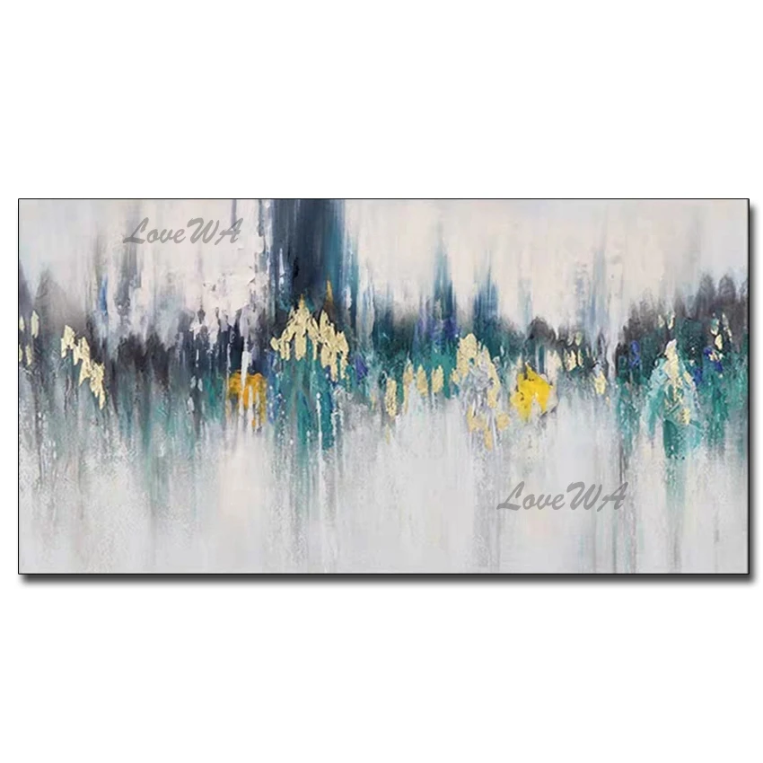 

Новая абстрактная картина маслом из золотой фольги, бесплатная доставка