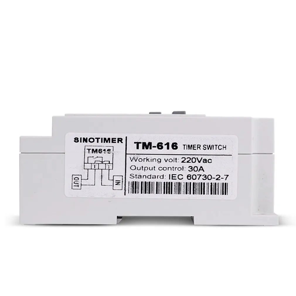 

SINOTIMER TM616 Sinotimer Digital Time Switch Weekly Programmable 30amp Relay Control Timer 220v Din Rail Mount